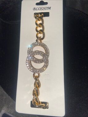 Grace Gold Crystal Double-Circle Link Bracelet